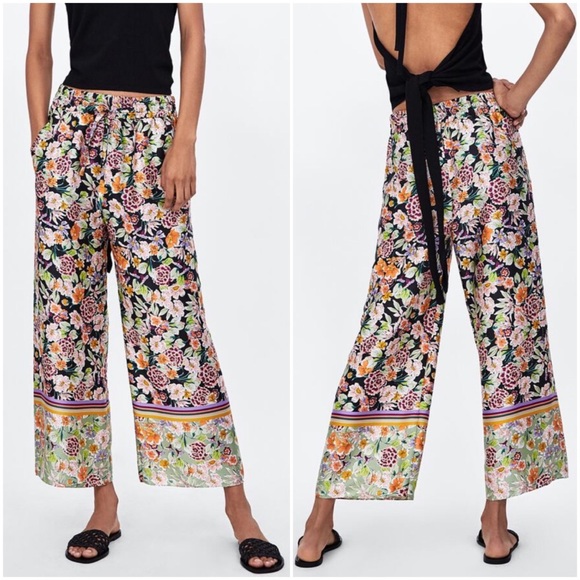 Zara Pants - Zara Woman Floral Printed Combination Trousers
